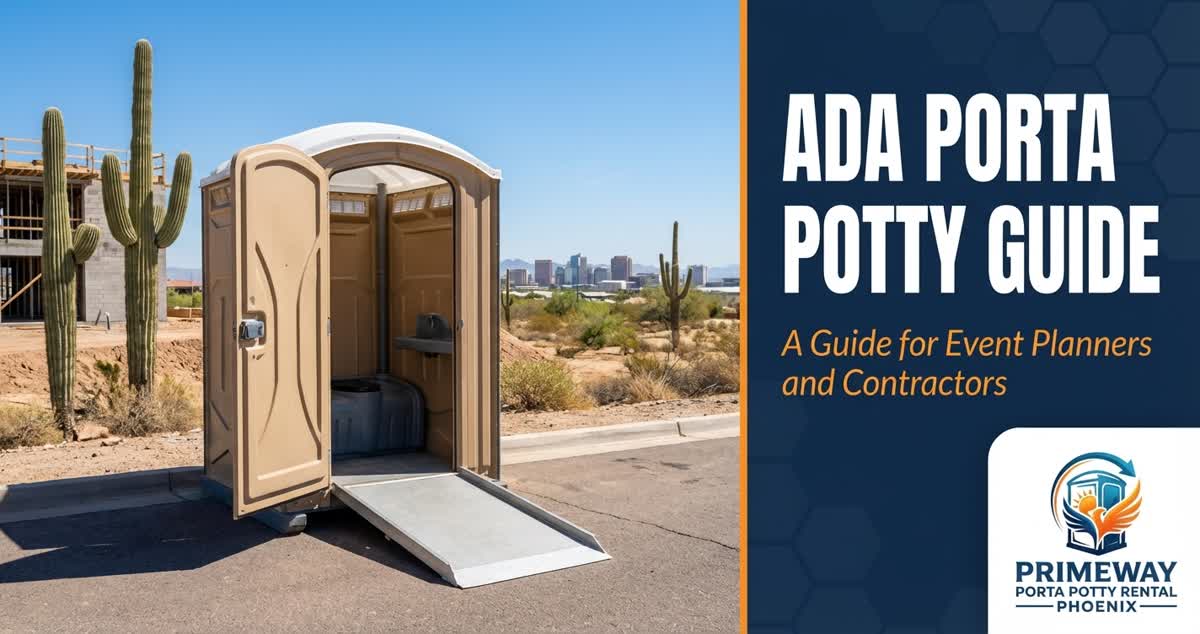 ADA compliant porta potty with accessibility features