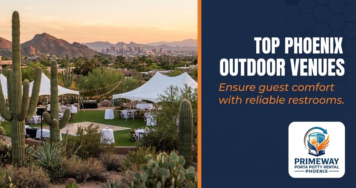 Outdoor event venue in Phoenix with portable restrooms