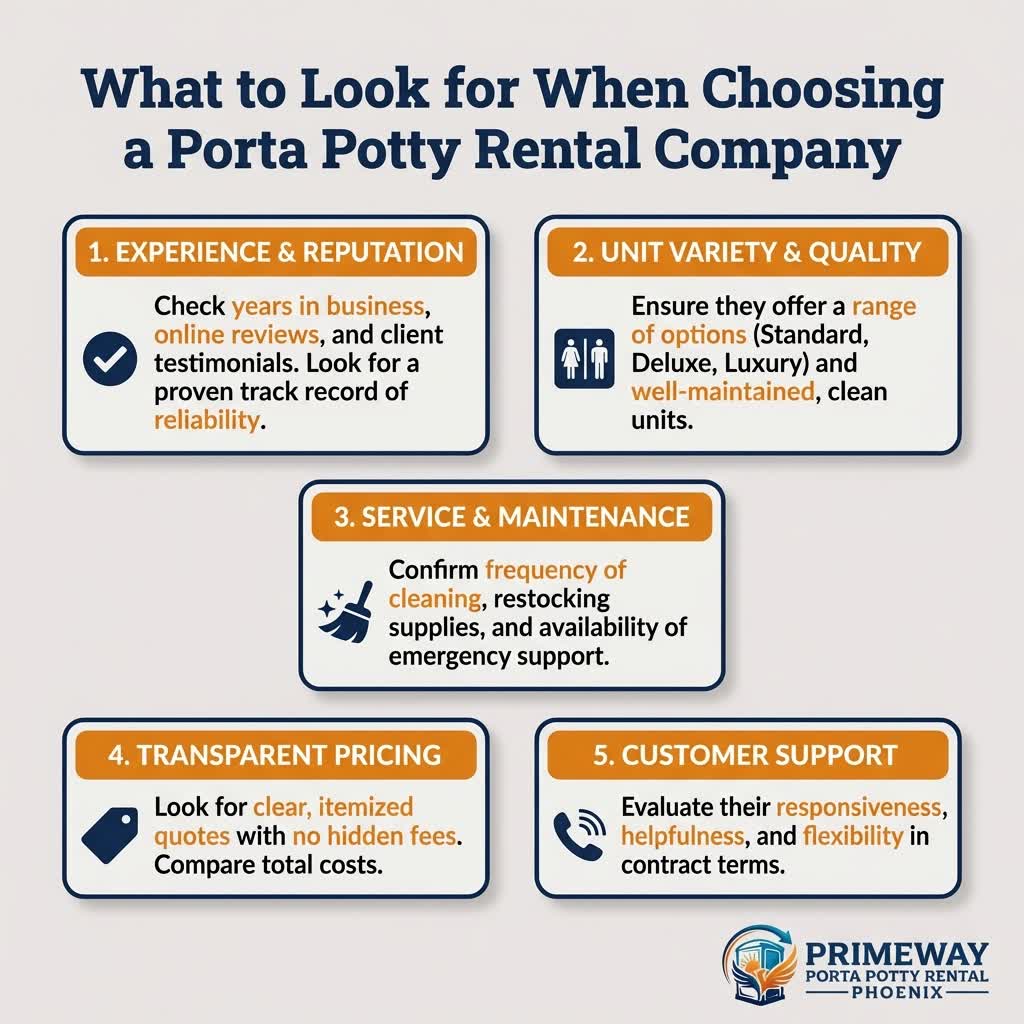 Porta potty rental pricing factors infographic