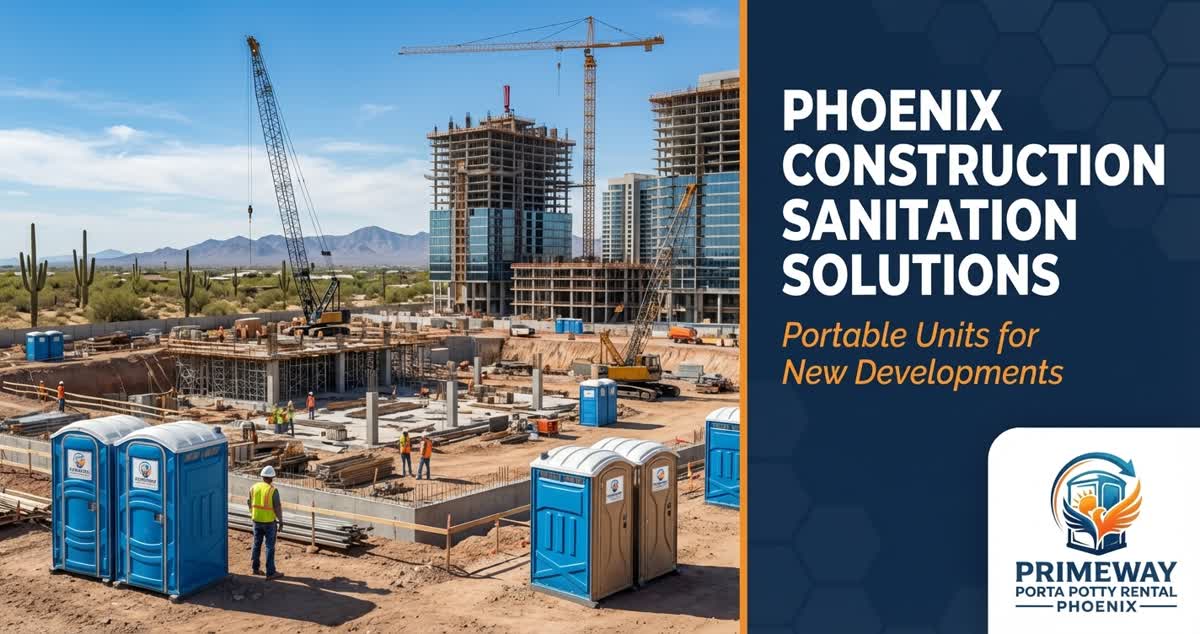 Phoenix construction site with portable restrooms
