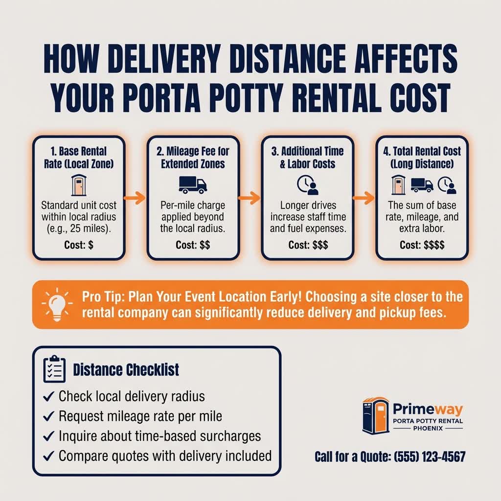 Porta potty delivery truck servicing Phoenix construction site