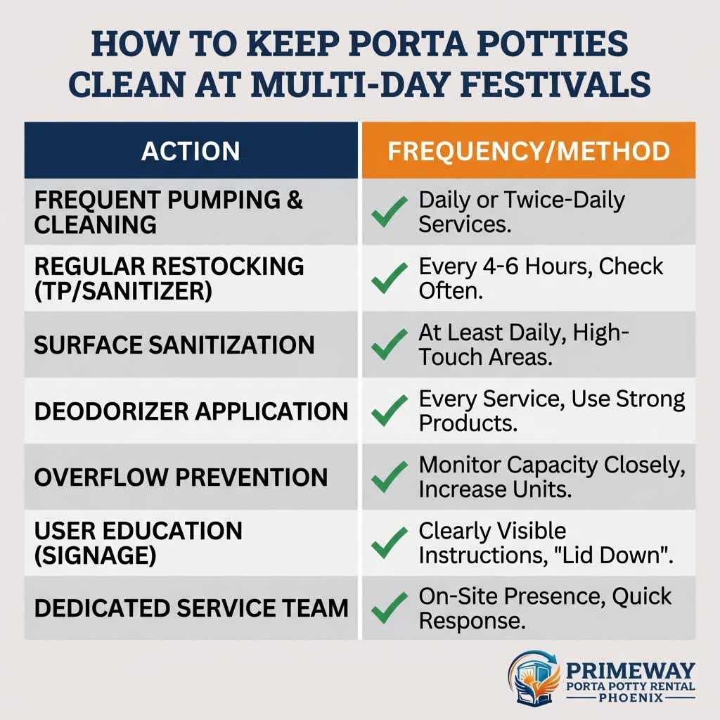 Festival porta potty placement map showing strategic cluster locations