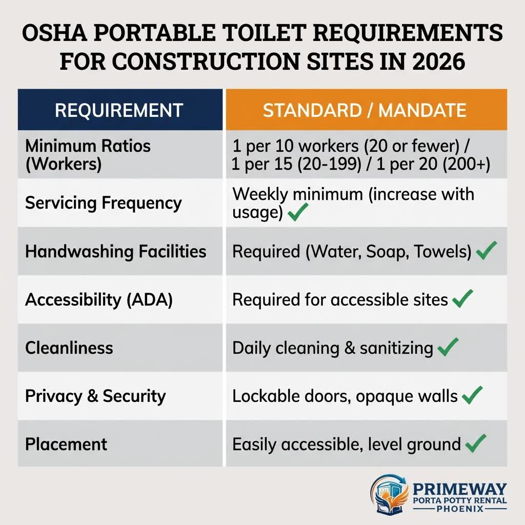 OSHA porta potty ratio chart for construction sites