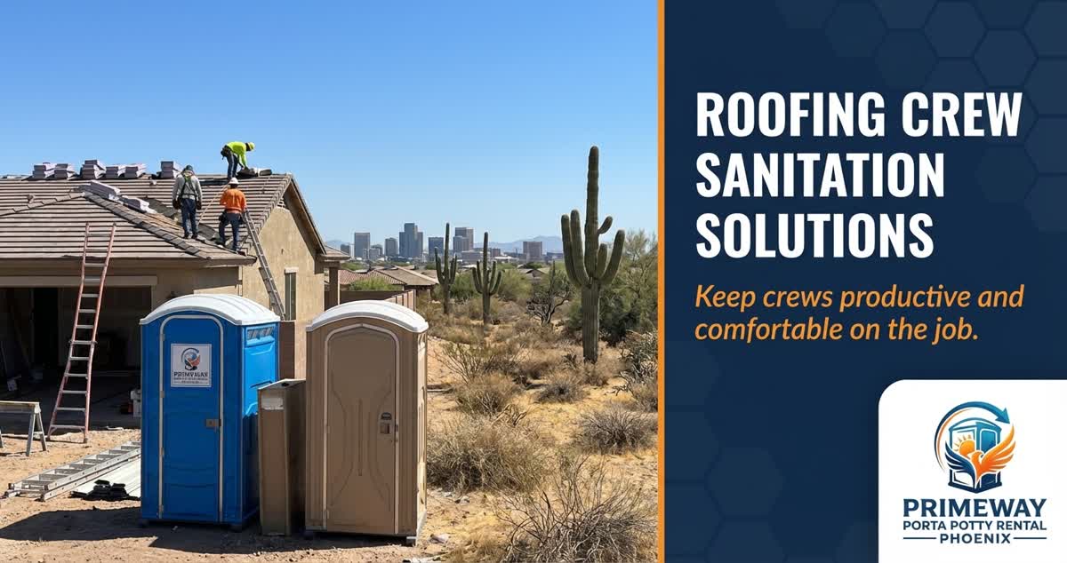 Porta potty at residential roofing project in Phoenix