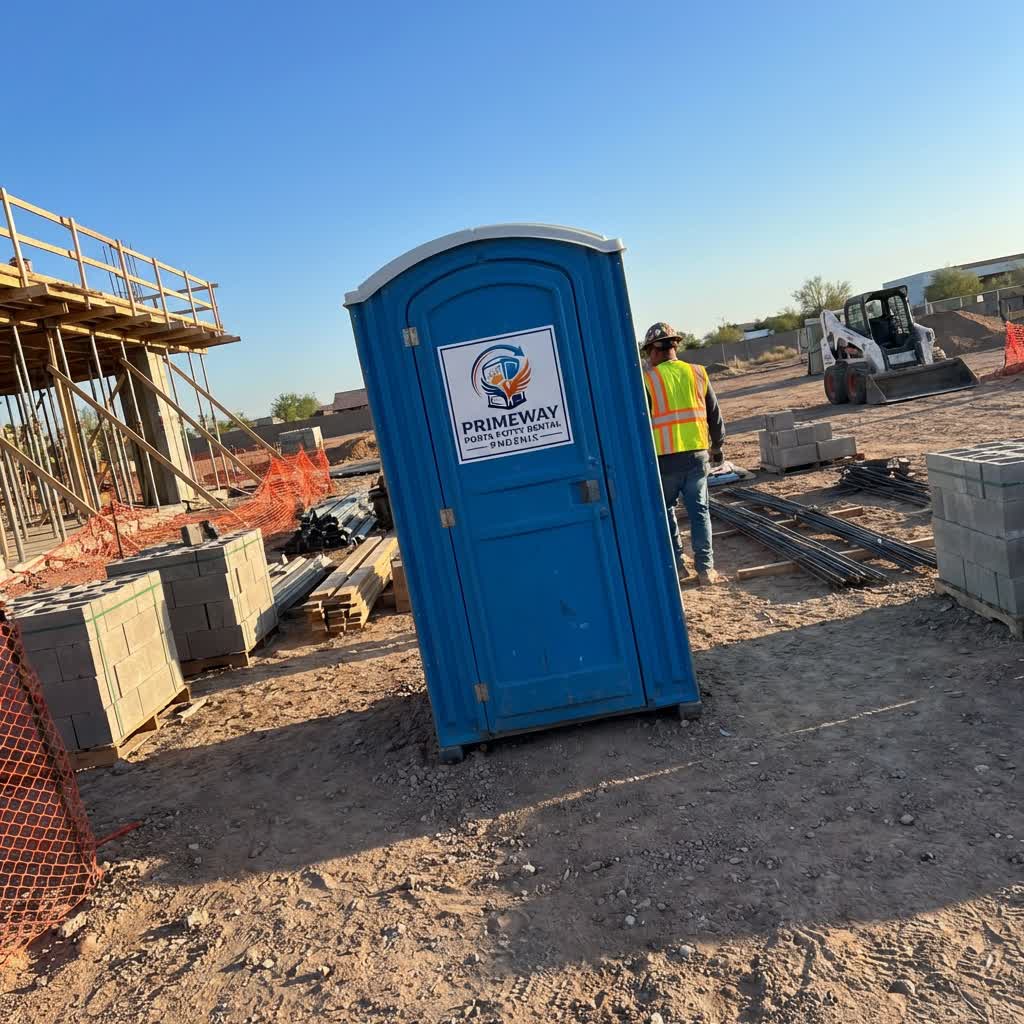 Porta Potties On Construction Site