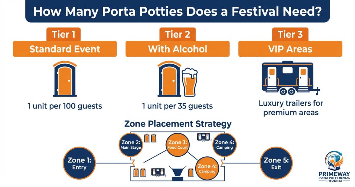 Festival porta potty planning guide — unit ratios and zone placement strategy