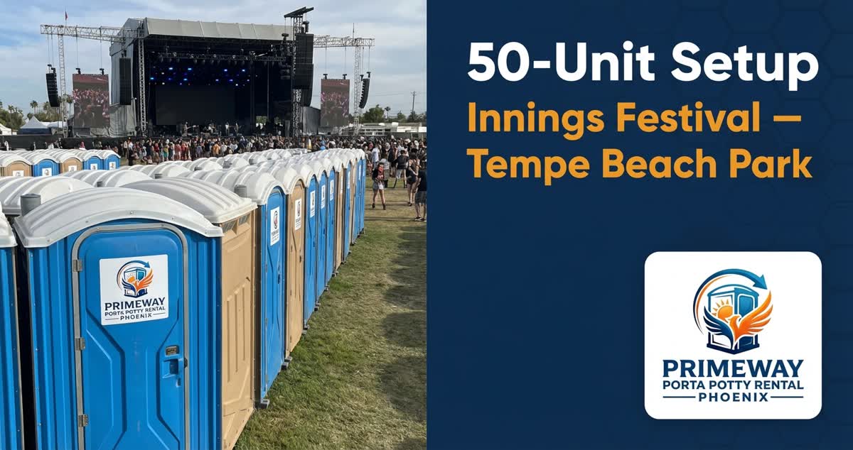 Porta potty setup at Innings Festival